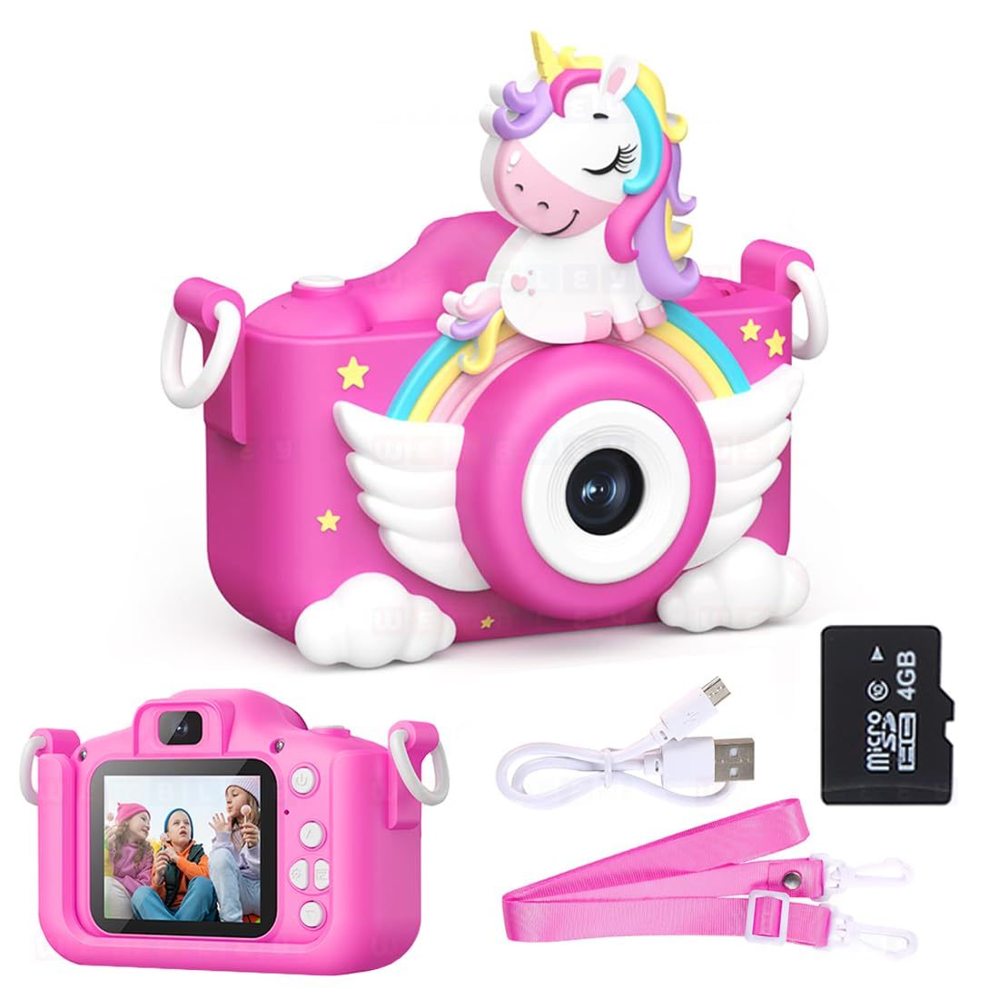 Unicorn 48MP Kids Digital Camera with Video Recorder | 2-Inch Screen & 4GB SD Card | Birthday Gift for Boys & Girls Ages 5-10 | Mini Camera for Fun Photo & Video | Best Toy Camera for Kids